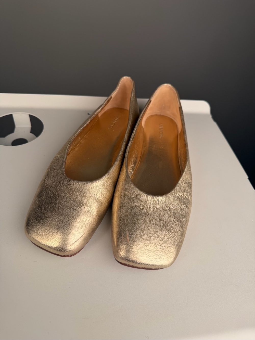 Vince Metallic Gold Leather Ballet Flats - Picture 5 of 6
